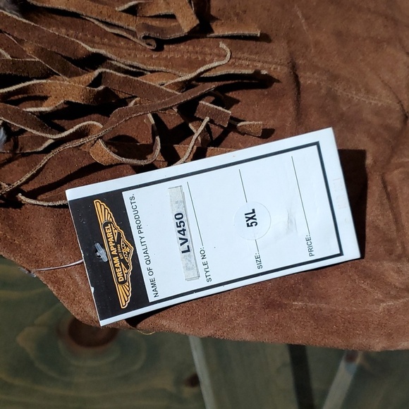 VINTAGE BROWN LEATHER VEST FRINGES NEW WITH TAG DREAM APPAREL WESTERN COWBOY - Picture 6 of 7